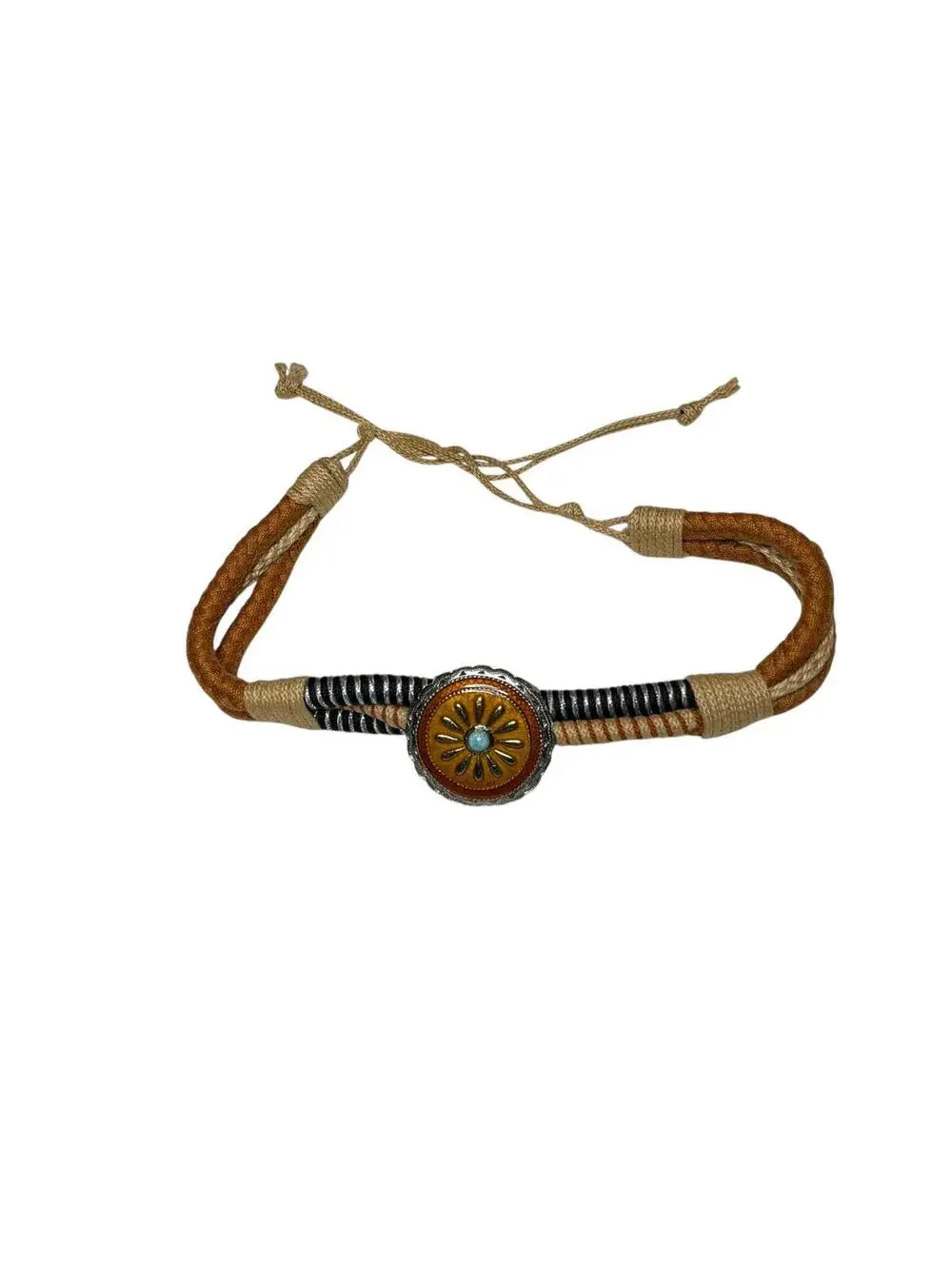 Handcrafted Leathercraft Accessory Belt Turquoise Accent - Picture 2 of 7